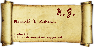 Missák Zakeus névjegykártya