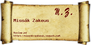 Missák Zakeus névjegykártya